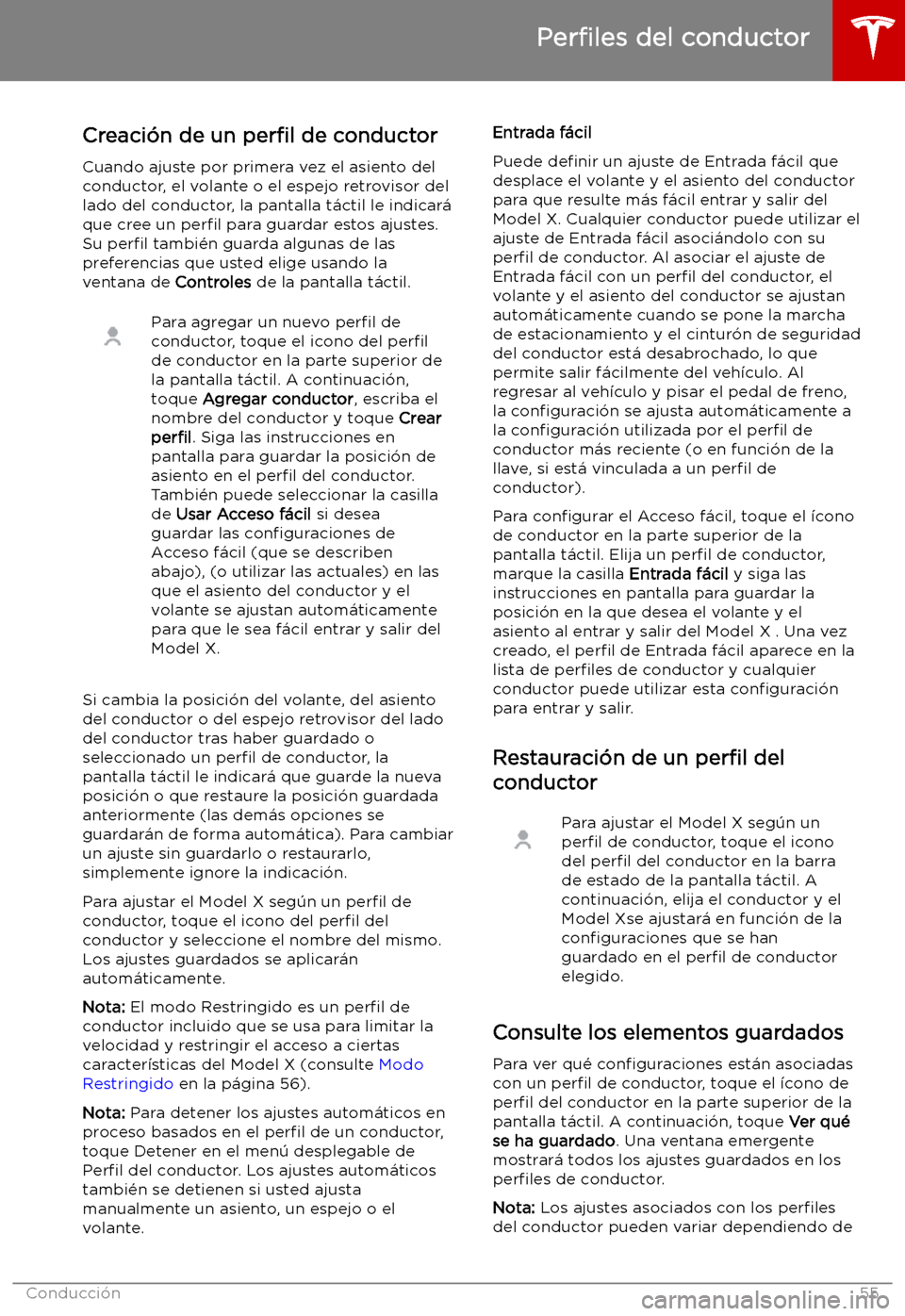 TESLA MODEL X 2019   Manual del propietario (in Spanish) Conducci