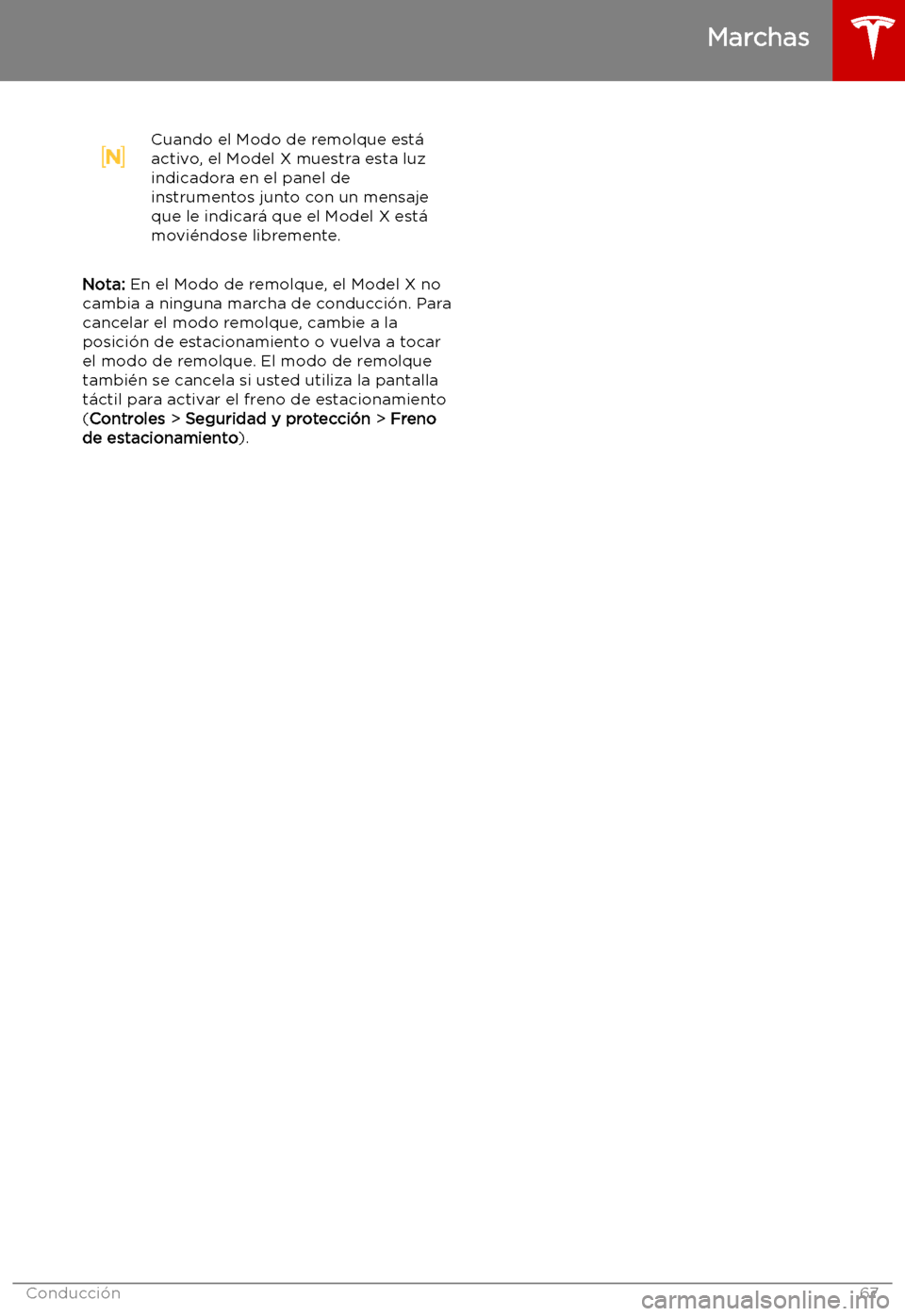 TESLA MODEL X 2019   Manual del propietario (in Spanish) Cuando el Modo de remolque est