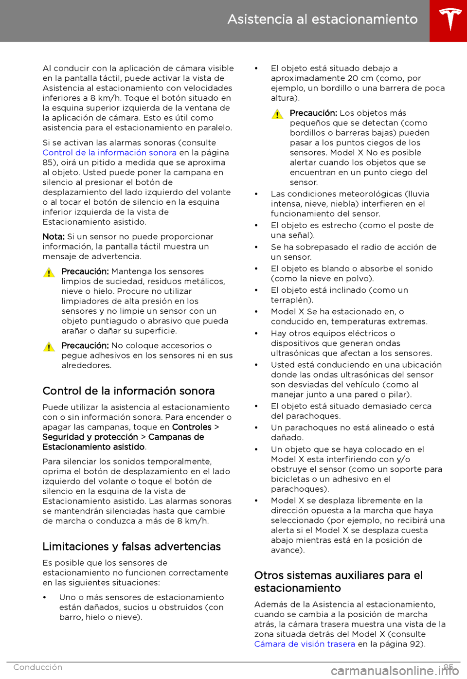TESLA MODEL X 2019   Manual del propietario (in Spanish) Al conducir con la aplicaci