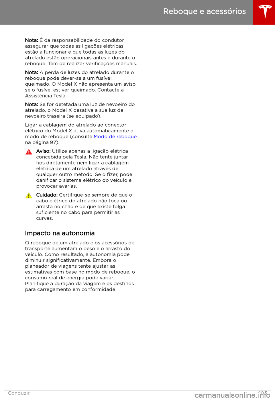 TESLA MODEL X 2019  Manual do proprietário (in Portuguese) Nota: 