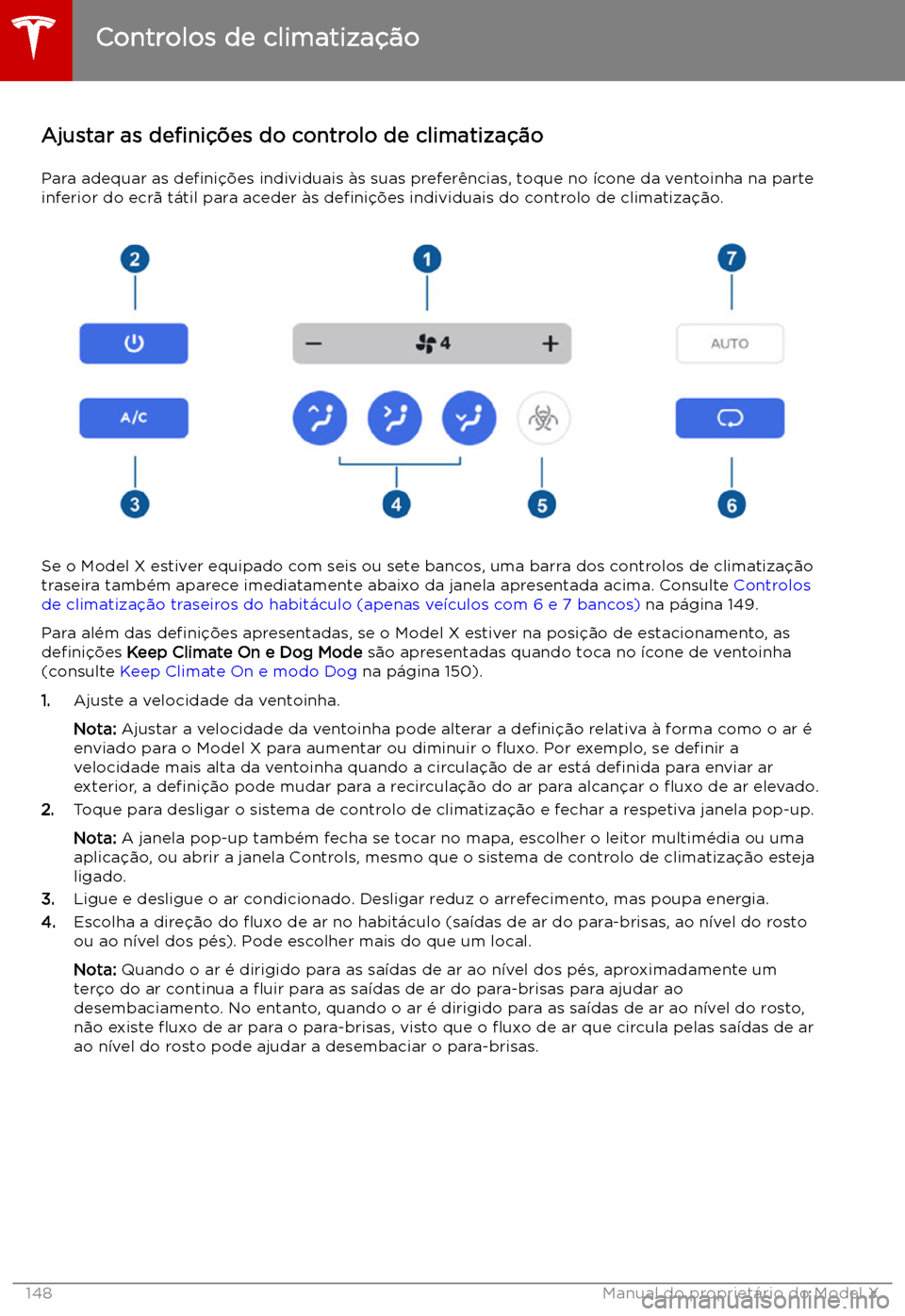 TESLA MODEL X 2019  Manual do proprietário (in Portuguese) Ajustar as de