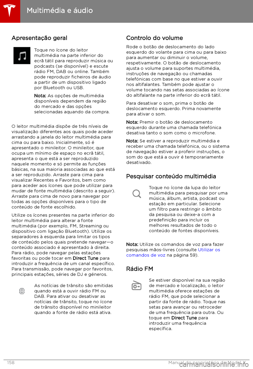 TESLA MODEL X 2019  Manual do proprietário (in Portuguese) Multim