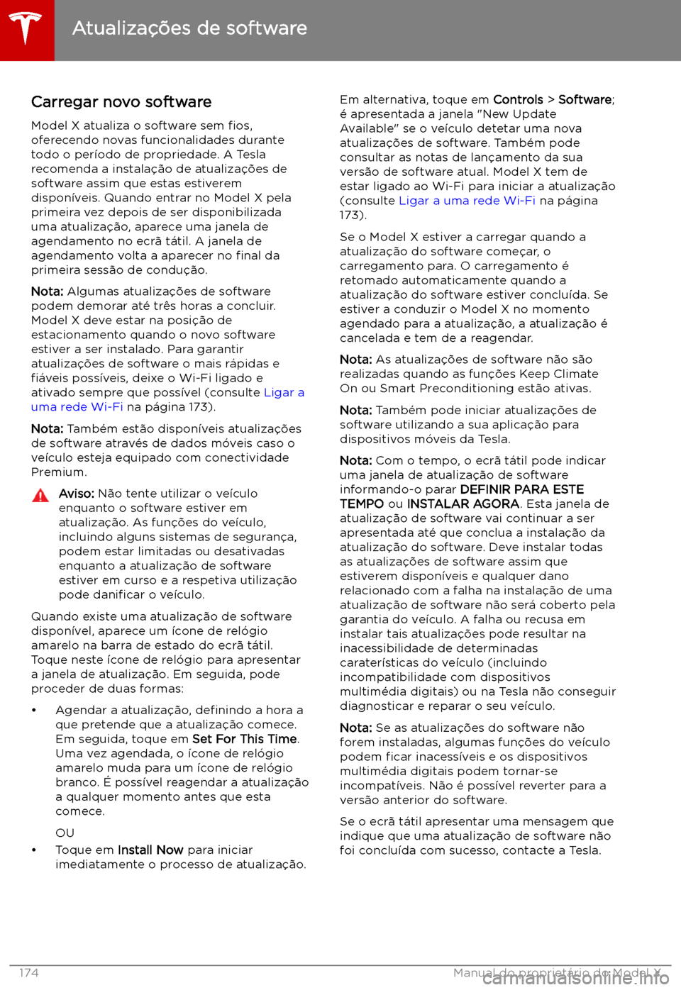 TESLA MODEL X 2019  Manual do proprietário (in Portuguese) Atualiza