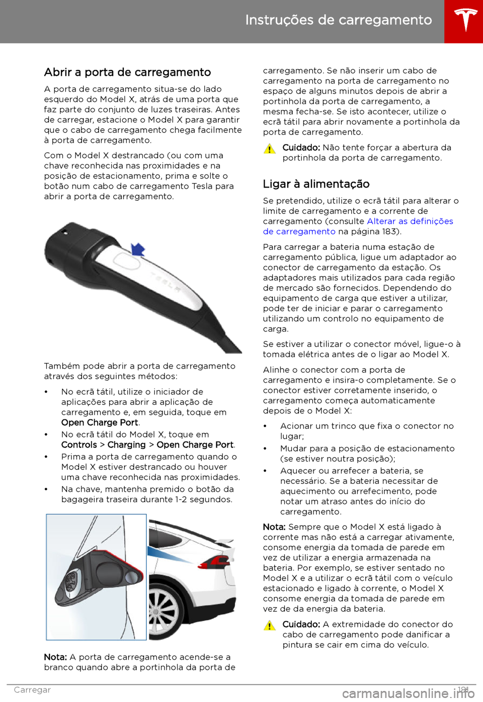 TESLA MODEL X 2019  Manual do proprietário (in Portuguese) Instru