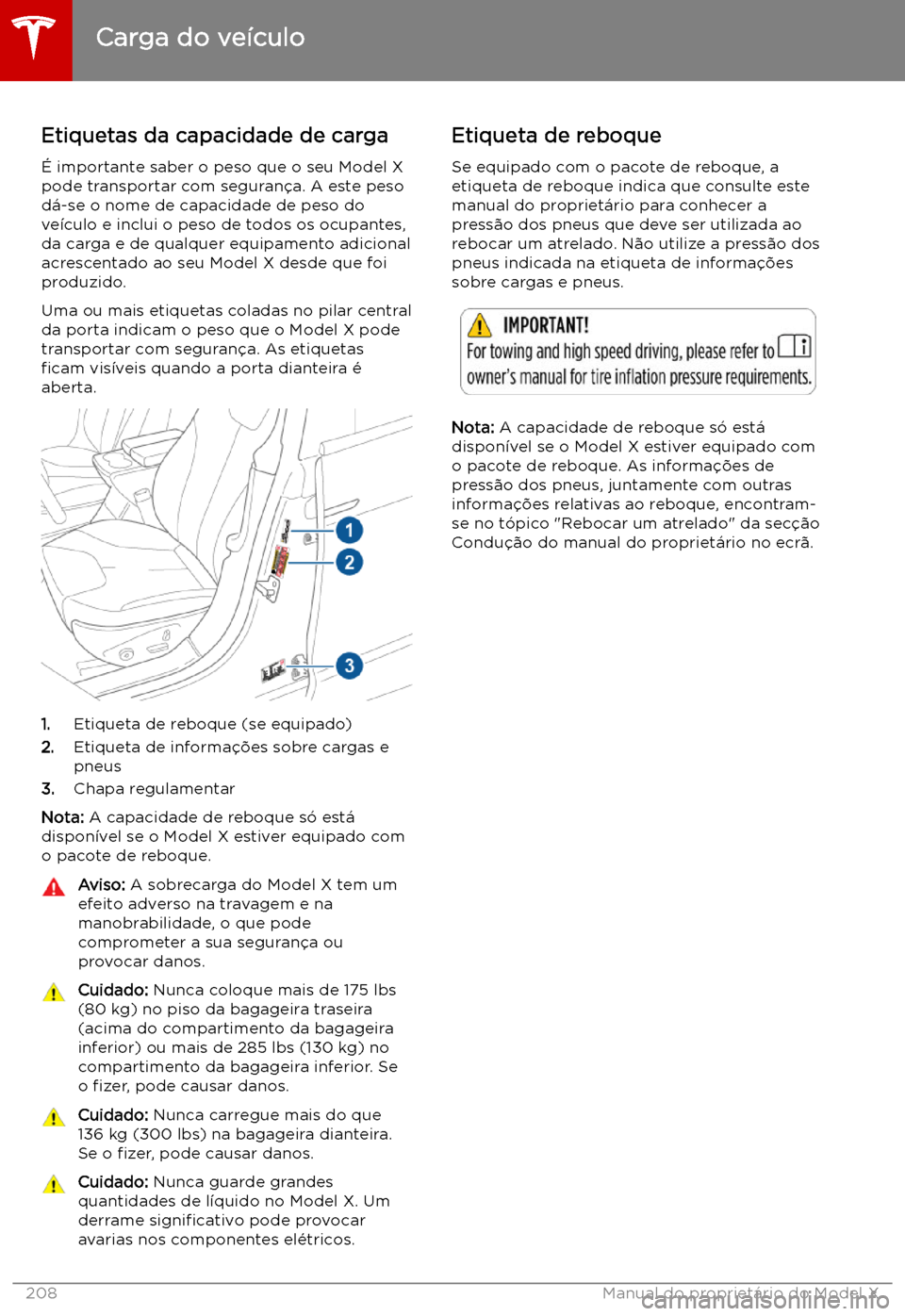 TESLA MODEL X 2019  Manual do proprietário (in Portuguese) Carga do ve