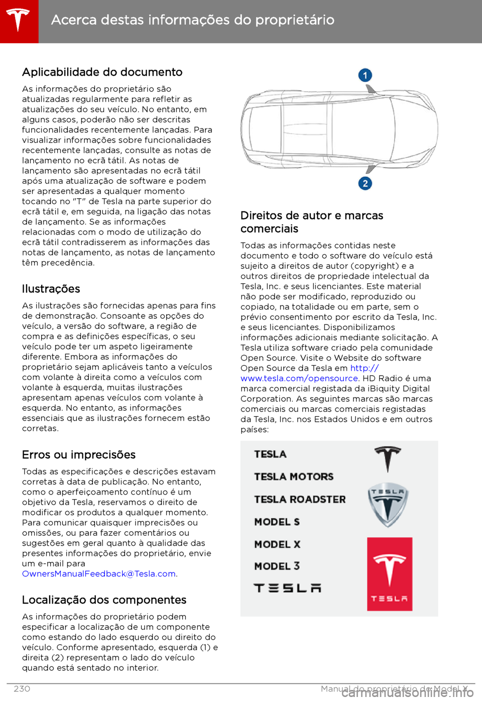 TESLA MODEL X 2019  Manual do proprietário (in Portuguese) Acerca destas informa