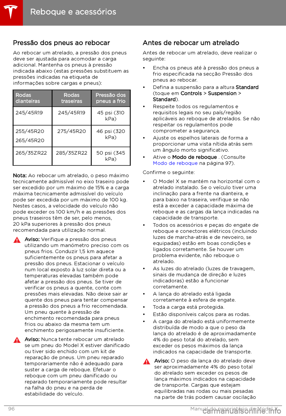 TESLA MODEL X 2019  Manual do proprietário (in Portuguese) Press