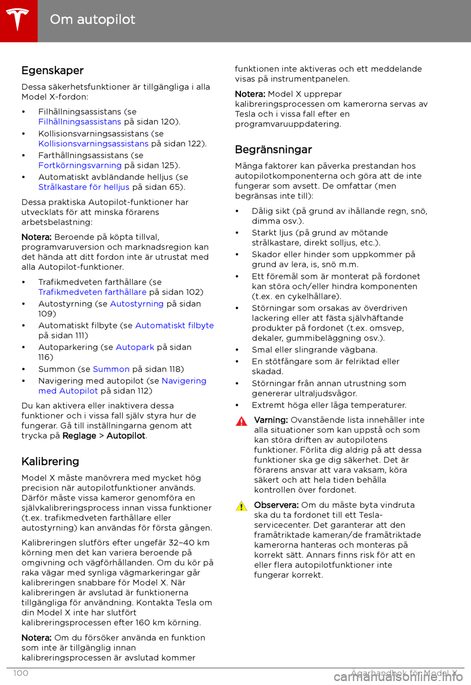 TESLA MODEL X 2019  Ägarmanual (in Swedish) EgenskaperDessa s