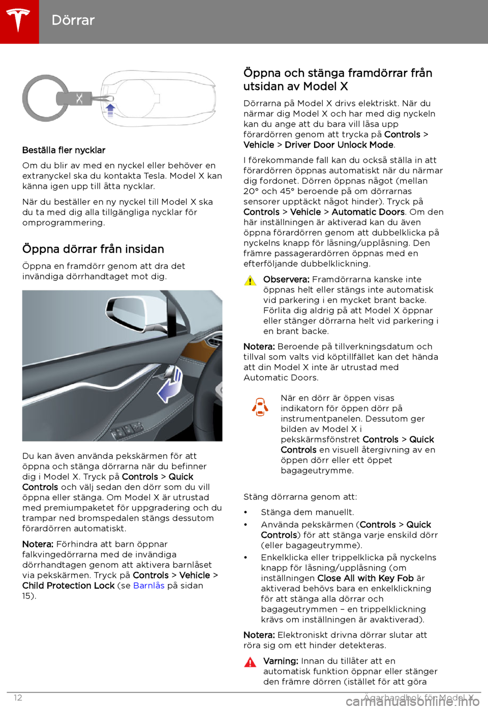 TESLA MODEL X 2019  Ägarmanual (in Swedish) Best