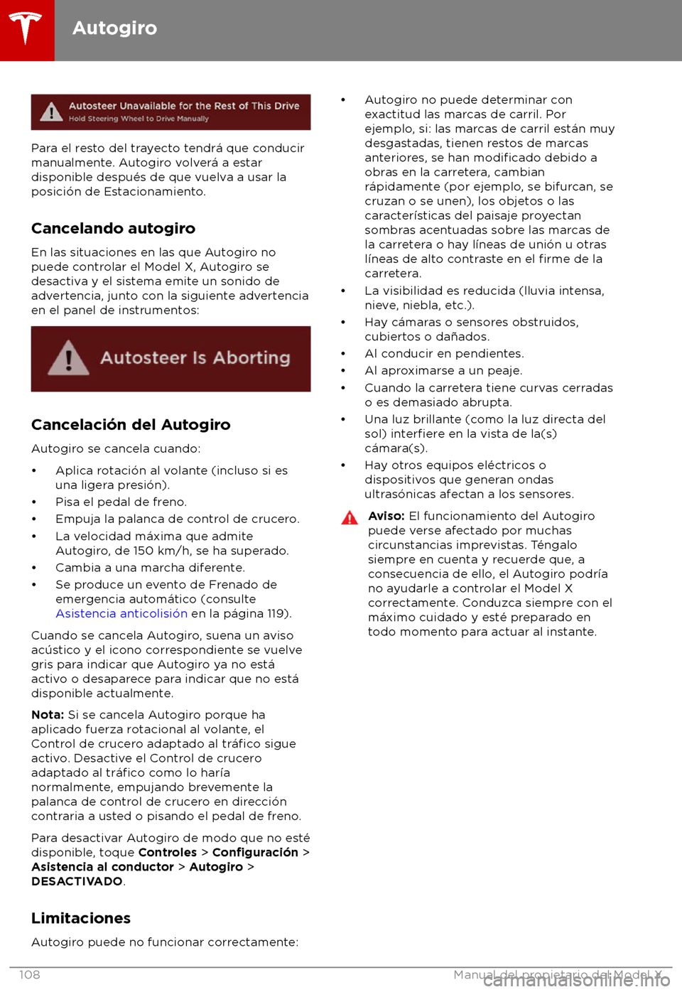TESLA MODEL X 2018  Manual del propietario (in Spanish) Para el resto del trayecto tendr