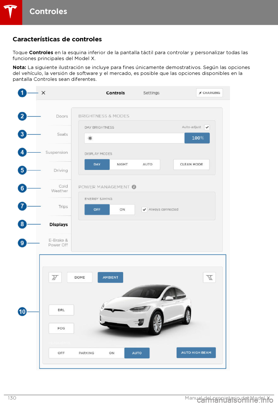 TESLA MODEL X 2018  Manual del propietario (in Spanish) Caracter