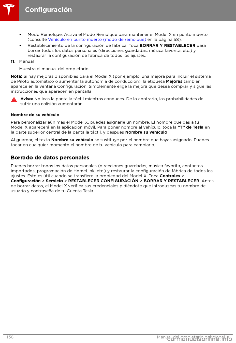 TESLA MODEL X 2018  Manual del propietario (in Spanish) 