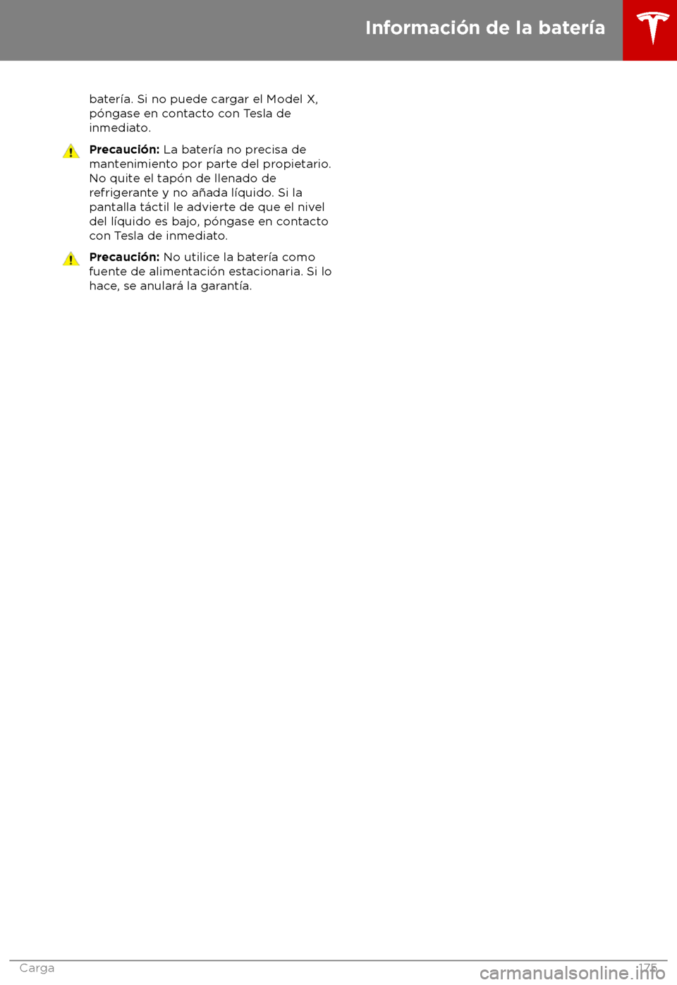 TESLA MODEL X 2018  Manual del propietario (in Spanish) bater
