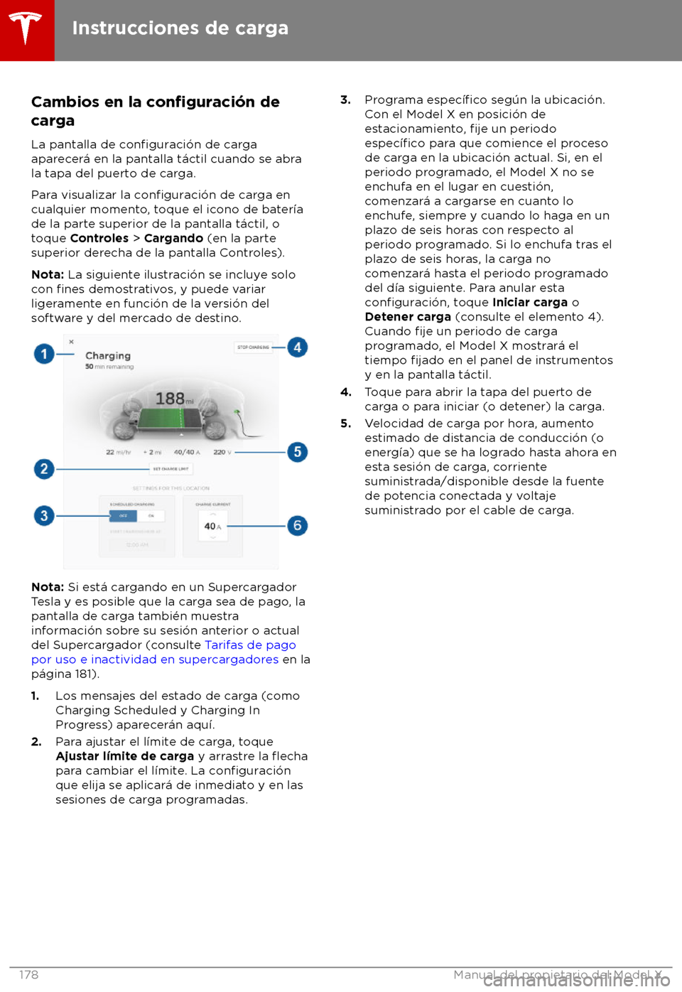 TESLA MODEL X 2018  Manual del propietario (in Spanish) Cambios en la configuraci