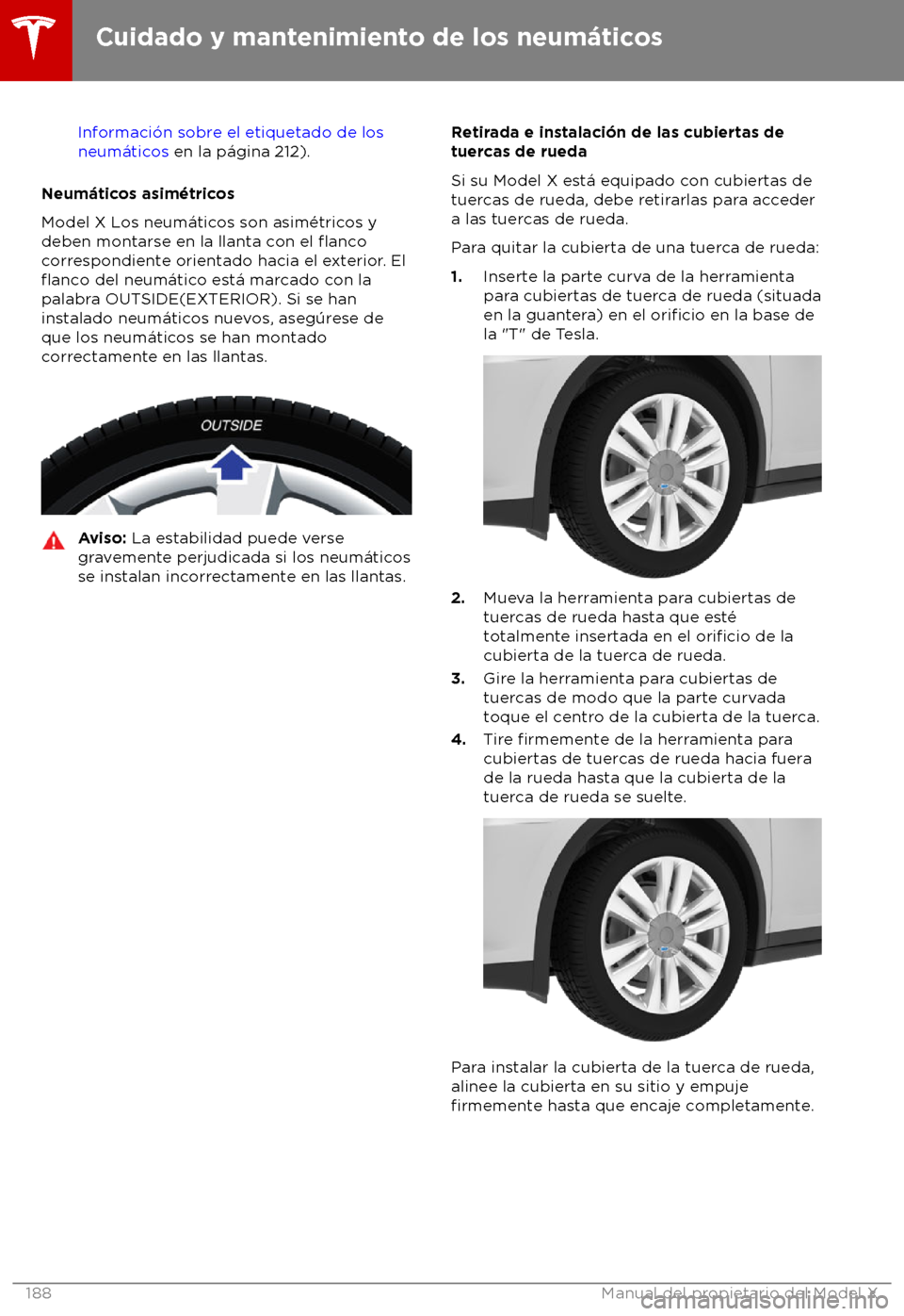TESLA MODEL X 2018  Manual del propietario (in Spanish) Informaci