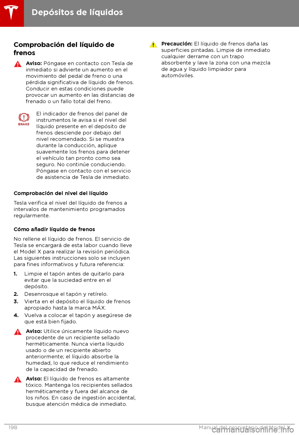 TESLA MODEL X 2018  Manual del propietario (in Spanish) Comprobaci