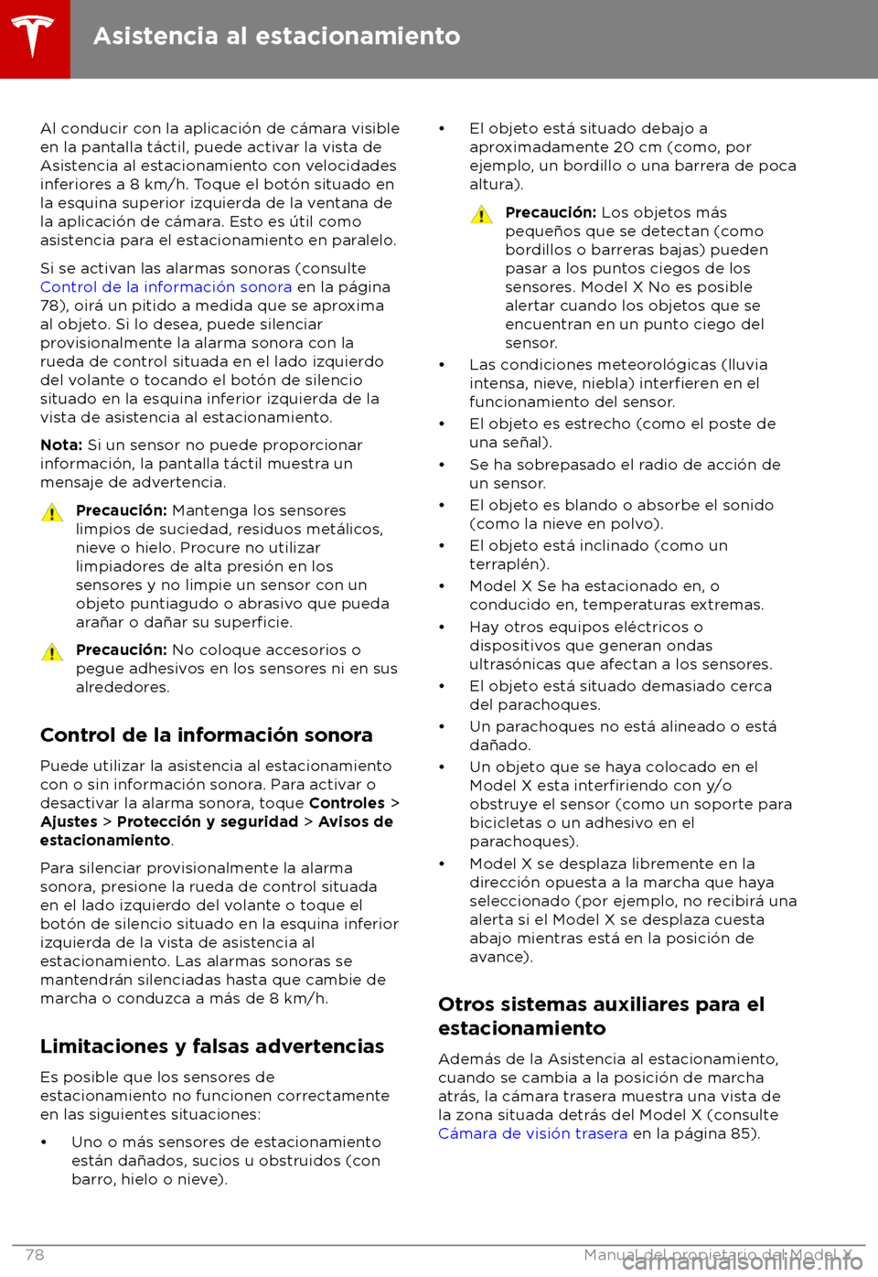 TESLA MODEL X 2018  Manual del propietario (in Spanish) Al conducir con la aplicaci