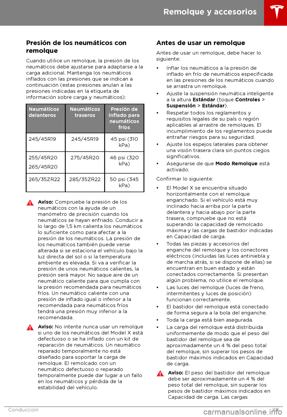 TESLA MODEL X 2018  Manual del propietario (in Spanish) Presi