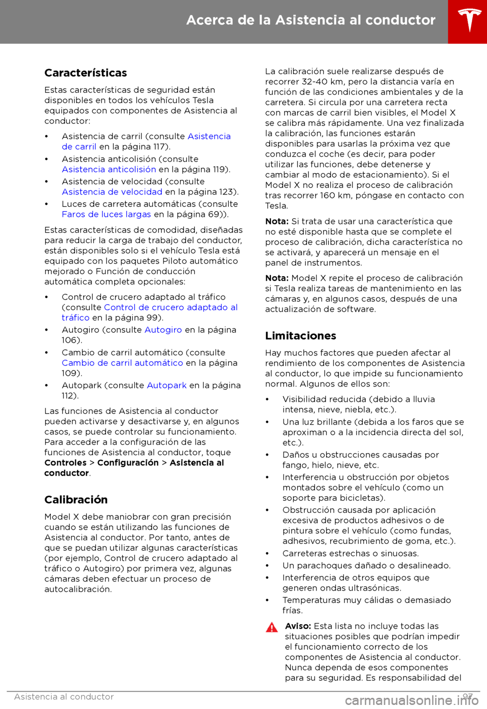 TESLA MODEL X 2018  Manual del propietario (in Spanish) Caracter