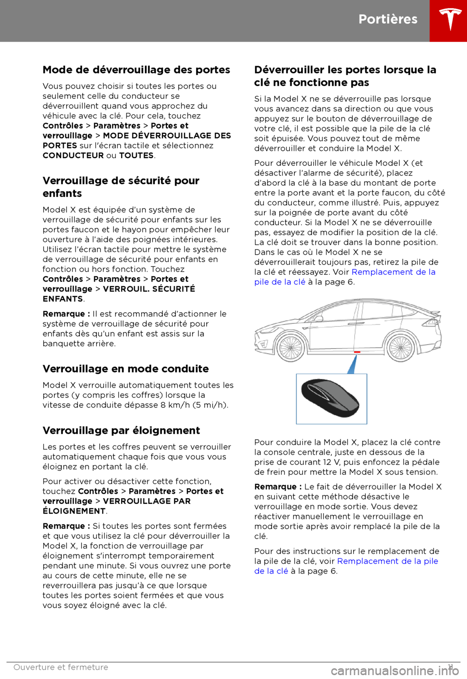 TESLA MODEL X 2018  Manuel du propriétaire (Canada) (in French)  Mode de d