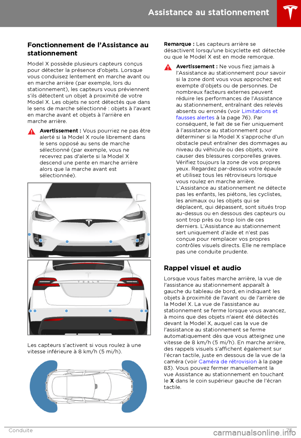 TESLA MODEL X 2018  Manuel du propriétaire (Canada) (in French)  Fonctionnement de l