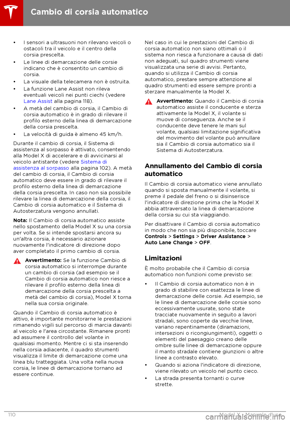 TESLA MODEL X 2018  Manuale del proprietario (in Italian) 
