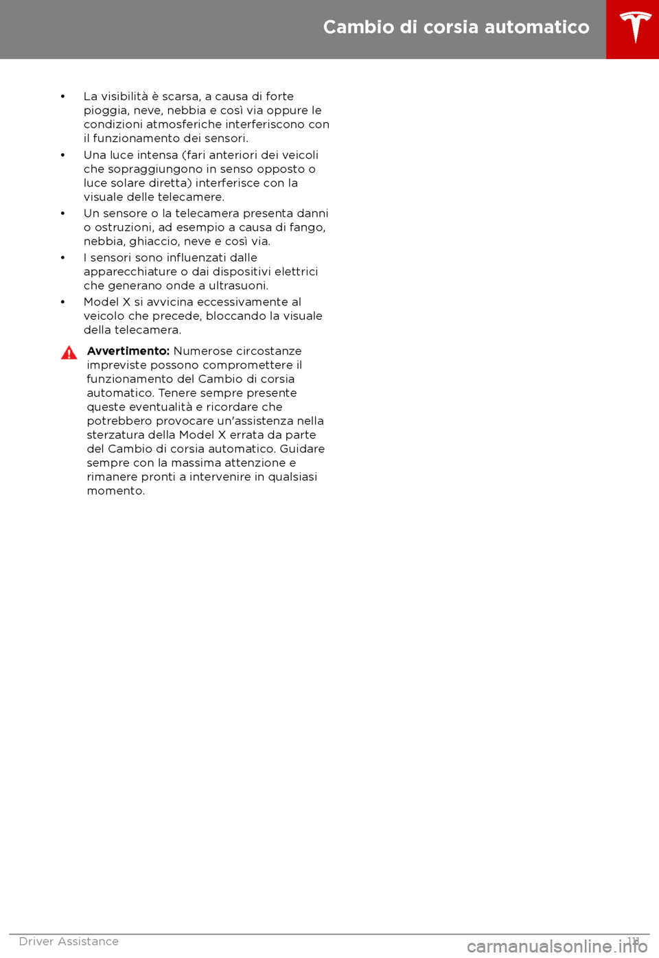 TESLA MODEL X 2018  Manuale del proprietario (in Italian) 