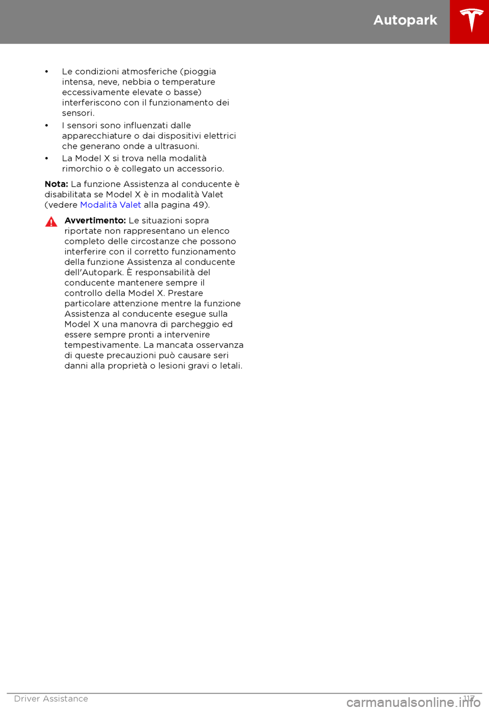 TESLA MODEL X 2018  Manuale del proprietario (in Italian) 