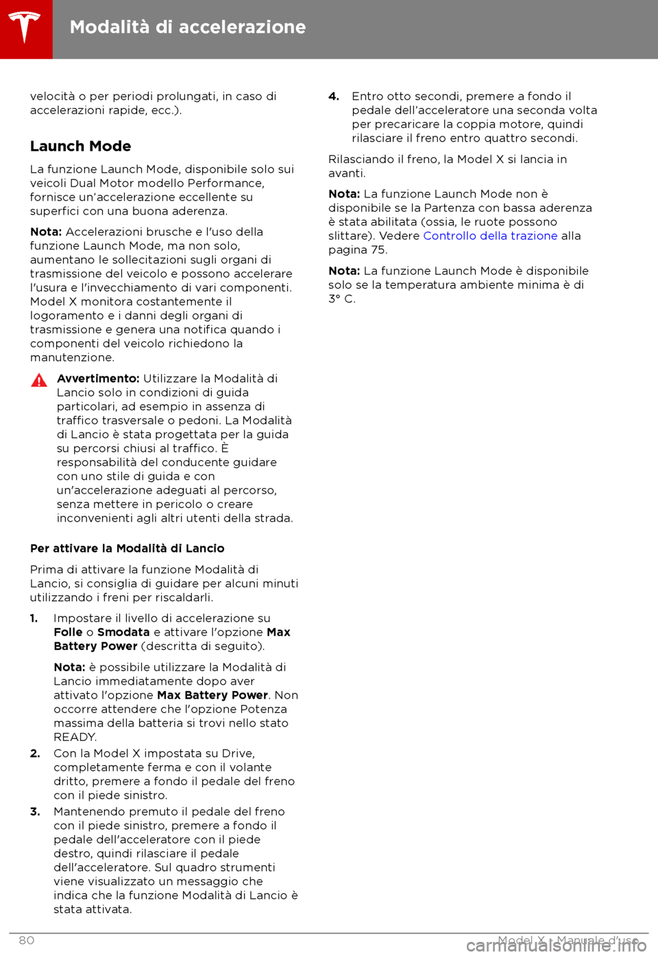 TESLA MODEL X 2018  Manuale del proprietario (in Italian) velocit