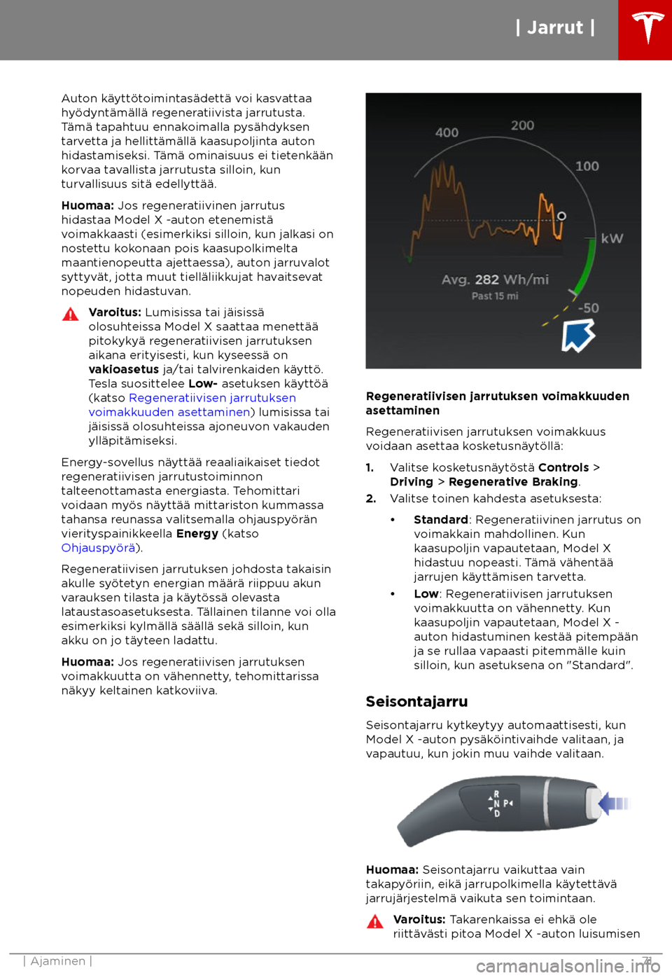 TESLA MODEL X 2018  Omistajan käsikirja (in Finnish)  Auton k