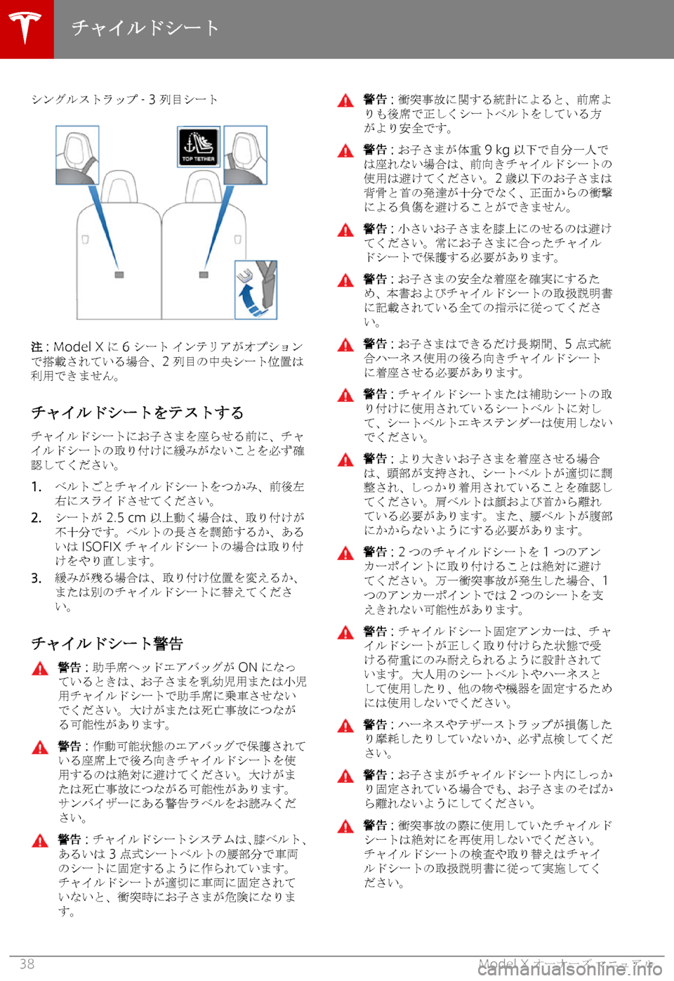TESLA MODEL X 2018  取扱説明書 (in Japanese) 