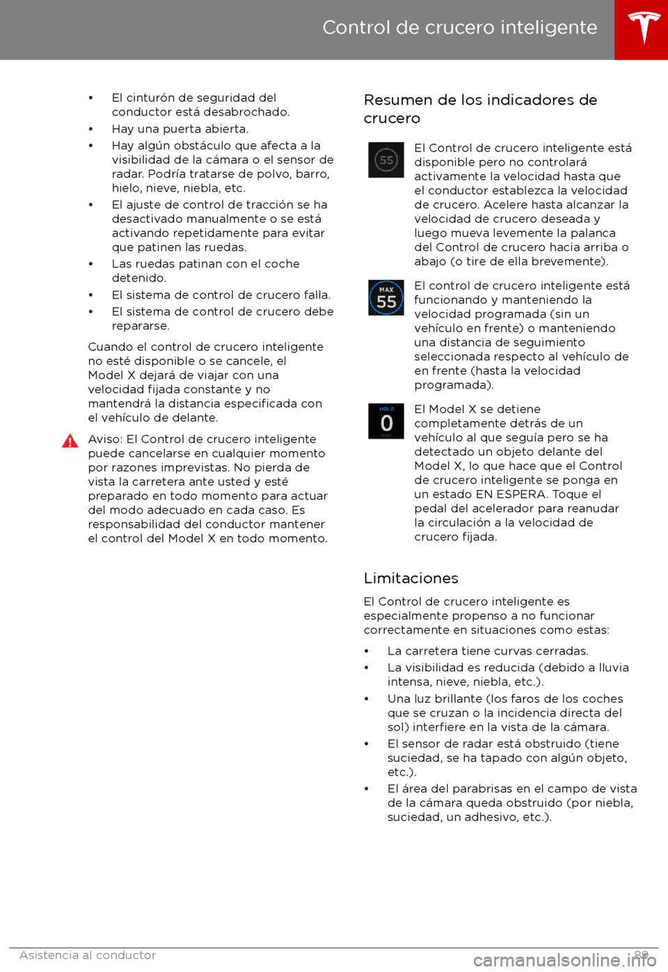 TESLA MODEL X 2017  Manual del propietario (in Spanish) 