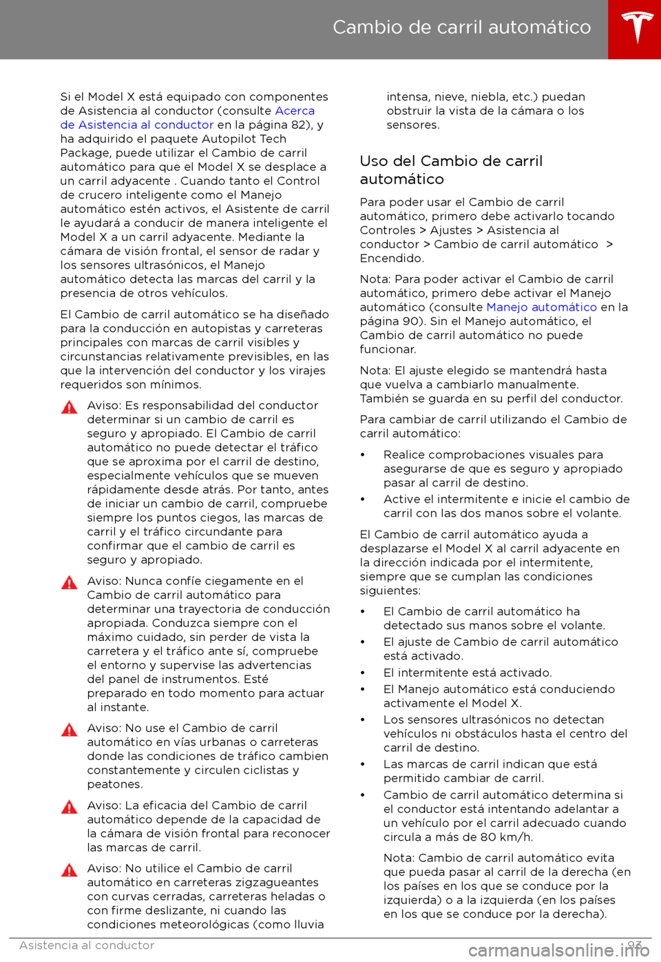 TESLA MODEL X 2017  Manual del propietario (in Spanish) Si el Model X est
