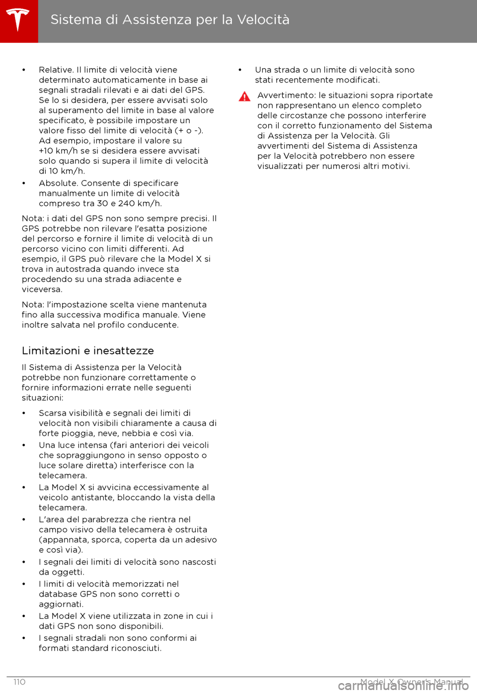 TESLA MODEL X 2017  Manuale del proprietario (in Italian) 
