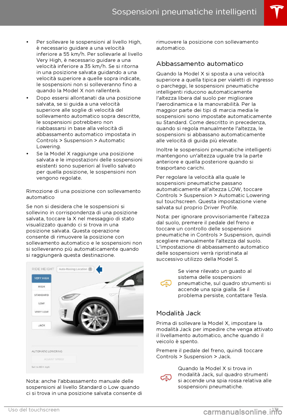 TESLA MODEL X 2017  Manuale del proprietario (in Italian) 