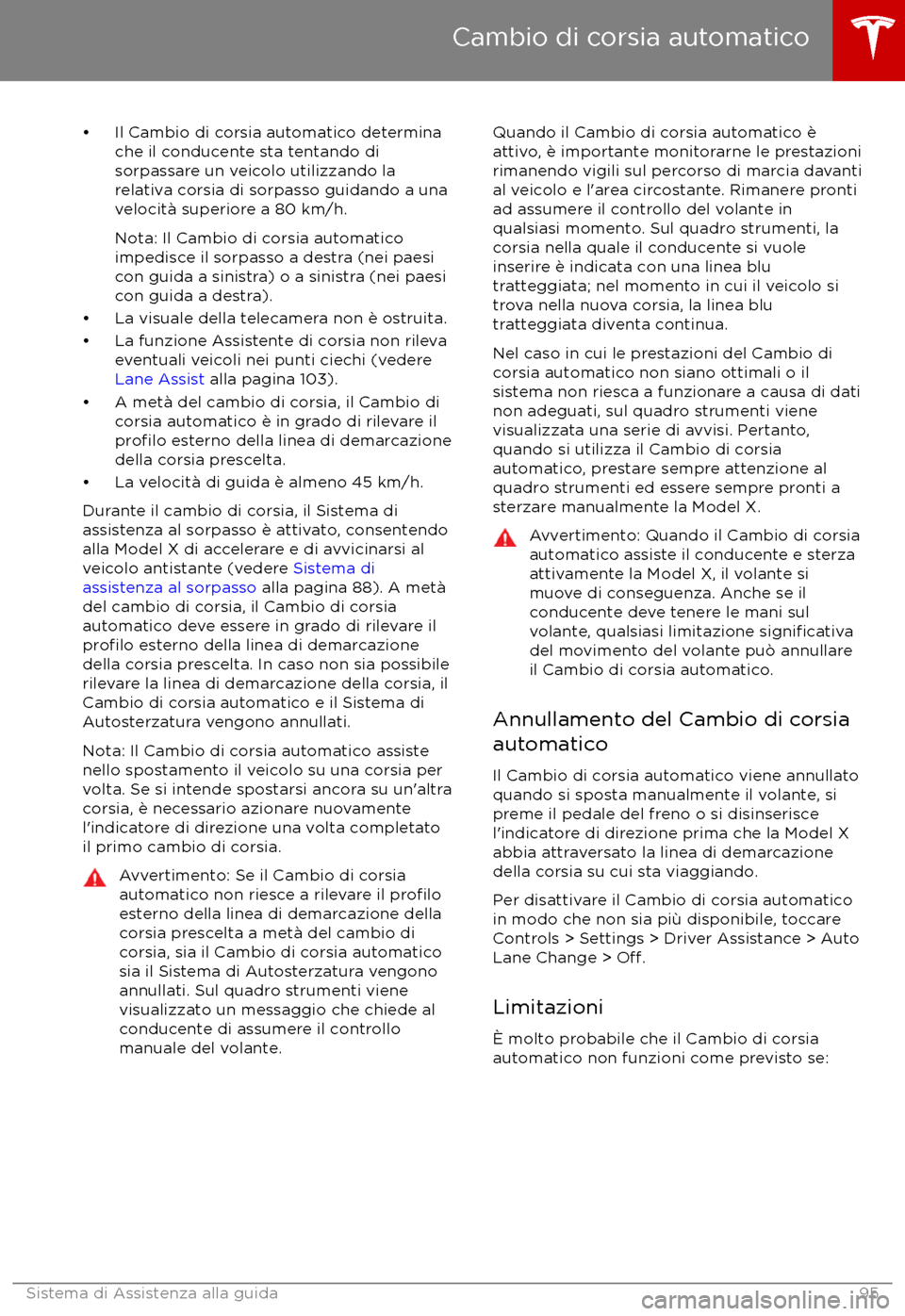 TESLA MODEL X 2017  Manuale del proprietario (in Italian) 