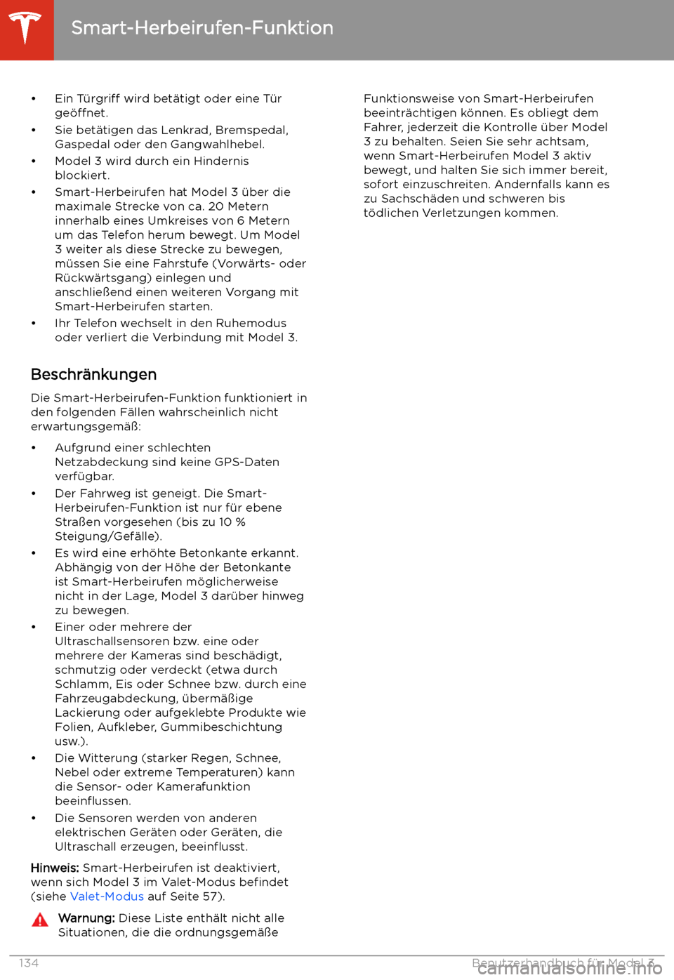 TESLA MODEL 3 2020  Betriebsanleitung 