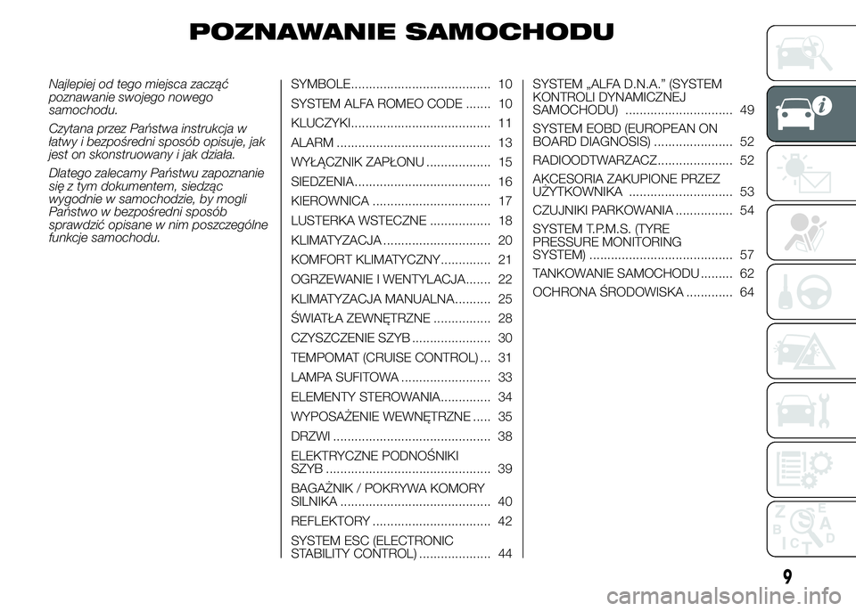 Alfa Romeo 4C 2015 Instrukcja obsługi (in Polish) POZNAWANIE SAMOCHODU
Najlepiej od tego miejsca zacząć
poznawanie swojego nowego
samochodu.
Czytana przez Państwa instrukcja w
łatwy i bezpośredni sposób opisuje, jak
jest on skonstruowany i jak Alfa Romeo 4C 2015 Instrukcja obsługi (in Polish) POZNAWANIE SAMOCHODU
Najlepiej od tego miejsca zacząć
poznawanie swojego nowego
samochodu.
Czytana przez Państwa instrukcja w
łatwy i bezpośredni sposób opisuje, jak
jest on skonstruowany i jak