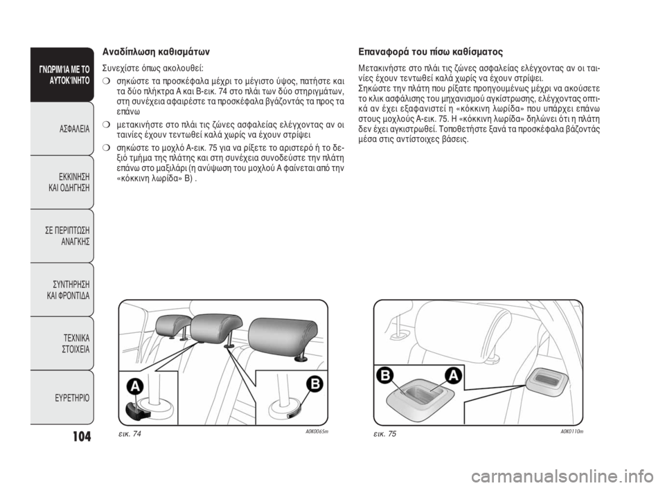 Alfa Romeo Giulietta 2010 ΒΙΒΛΙΟ ΧΡΗΣΗΣ ΚΑΙ ΣΥΝΤΗΡΗΣΗΣ (in Greek) 104
ΓΝΩΡΙΜΊΑ ΜΕ ΤΟ
ΑΥΤΟΚΊΝΗΤΟ
ΑΣΦΑΛΕΙΑ
ΕΚΚΙΝΗΣΗ
ΚΑΙ ΟΔΗΓΗΣΗ
ΣΕ ΠΕΡΙΠΤΩΣΗ
ΑΝΑΓΚΗΣ
ΣΥΝΤΗΡΗΣΗ
ΚΑΙ ΦΡΟΝΤΙΔΑ
ΤΕΧΝ Alfa Romeo Giulietta 2010 ΒΙΒΛΙΟ ΧΡΗΣΗΣ ΚΑΙ ΣΥΝΤΗΡΗΣΗΣ (in Greek) 104
ΓΝΩΡΙΜΊΑ ΜΕ ΤΟ
ΑΥΤΟΚΊΝΗΤΟ
ΑΣΦΑΛΕΙΑ
ΕΚΚΙΝΗΣΗ
ΚΑΙ ΟΔΗΓΗΣΗ
ΣΕ ΠΕΡΙΠΤΩΣΗ
ΑΝΑΓΚΗΣ
ΣΥΝΤΗΡΗΣΗ
ΚΑΙ ΦΡΟΝΤΙΔΑ
ΤΕΧΝ