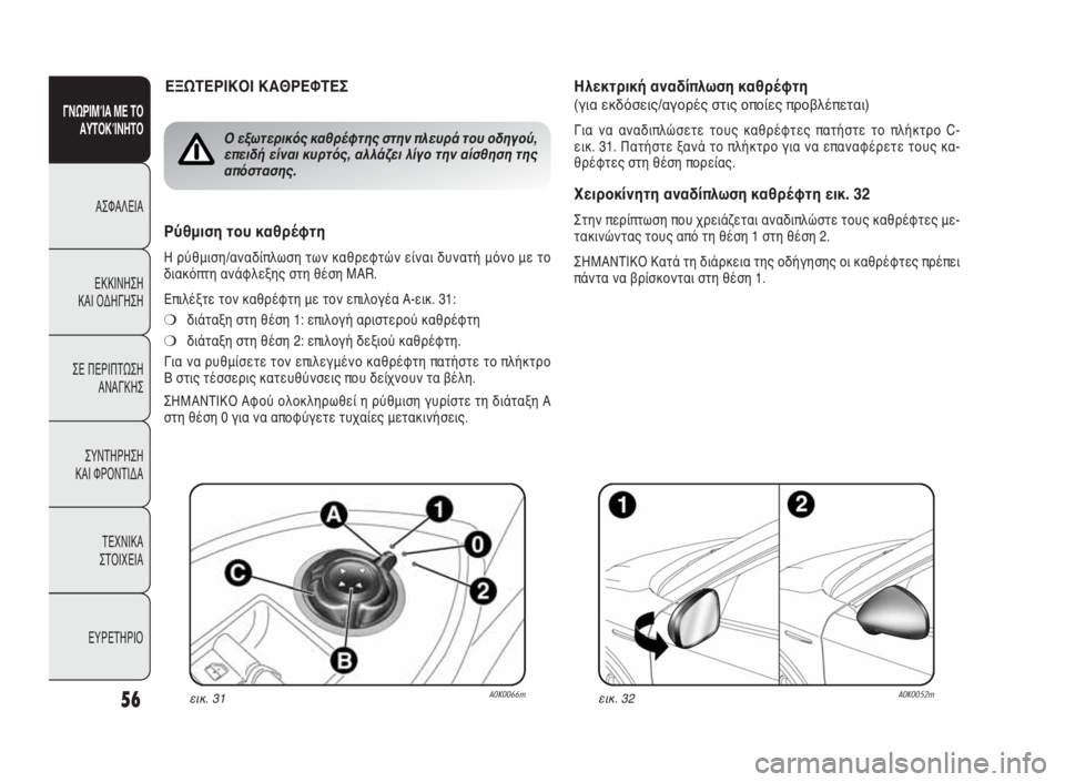 Alfa Romeo Giulietta 2010 ΒΙΒΛΙΟ ΧΡΗΣΗΣ ΚΑΙ ΣΥΝΤΗΡΗΣΗΣ (in Greek) 56
ΓΝΩΡΙΜΊΑ ΜΕ ΤΟ
ΑΥΤΟΚΊΝΗΤΟ
ΑΣΦΑΛΕΙΑ
ΕΚΚΙΝΗΣΗ
ΚΑΙ ΟΔΗΓΗΣΗ
ΣΕ ΠΕΡΙΠΤΩΣΗ
ΑΝΑΓΚΗΣ
ΣΥΝΤΗΡΗΣΗ
ΚΑΙ ΦΡΟΝΤΙΔΑ
ΤΕΧΝ Alfa Romeo Giulietta 2010 ΒΙΒΛΙΟ ΧΡΗΣΗΣ ΚΑΙ ΣΥΝΤΗΡΗΣΗΣ (in Greek) 56
ΓΝΩΡΙΜΊΑ ΜΕ ΤΟ
ΑΥΤΟΚΊΝΗΤΟ
ΑΣΦΑΛΕΙΑ
ΕΚΚΙΝΗΣΗ
ΚΑΙ ΟΔΗΓΗΣΗ
ΣΕ ΠΕΡΙΠΤΩΣΗ
ΑΝΑΓΚΗΣ
ΣΥΝΤΗΡΗΣΗ
ΚΑΙ ΦΡΟΝΤΙΔΑ
ΤΕΧΝ