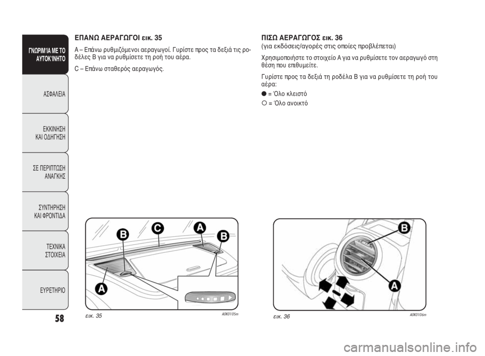 Alfa Romeo Giulietta 2010  ΒΙΒΛΙΟ ΧΡΗΣΗΣ ΚΑΙ ΣΥΝΤΗΡΗΣΗΣ (in Greek) 58
ΓΝΩΡΙΜΊΑ ΜΕ ΤΟ
ΑΥΤΟΚΊΝΗΤΟ
ΑΣΦΑΛΕΙΑ
ΕΚΚΙΝΗΣΗ 
ΚΑΙ ΟΔΗΓΗΣΗ
ΣΕ ΠΕΡΙΠΤΩΣΗ
ΑΝΑΓΚΗΣ
ΣΥΝΤΗΡΗΣΗ 
ΚΑΙ ΦΡΟΝΤΙΔΑ
ΤΕΧΝ