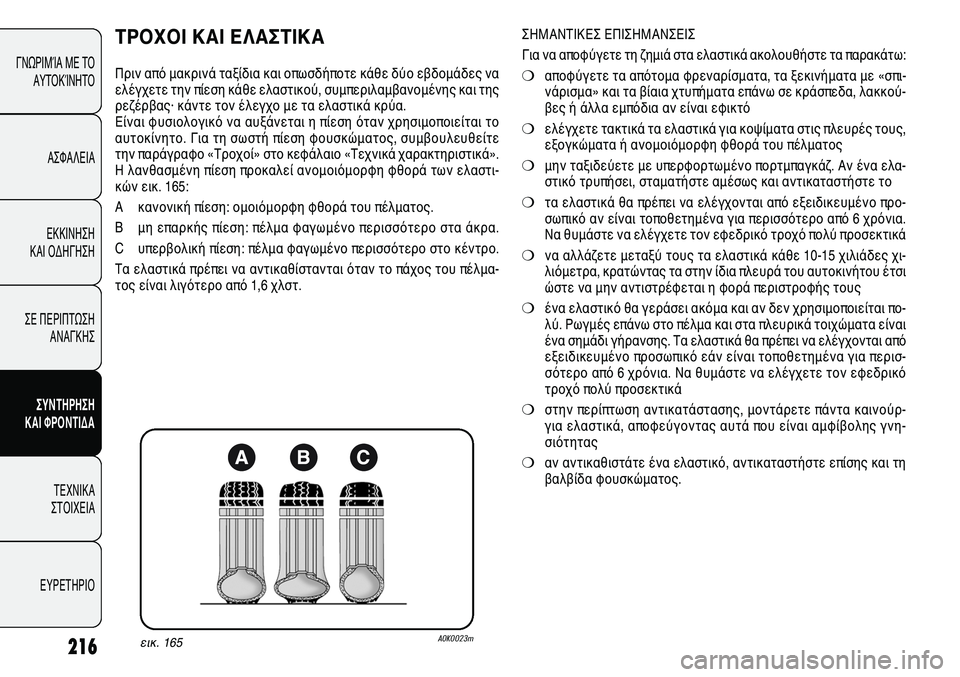 Alfa Romeo Giulietta 2011 ΒΙΒΛΙΟ ΧΡΗΣΗΣ ΚΑΙ ΣΥΝΤΗΡΗΣΗΣ (in Greek) 216
ΓΝΩΡΙΜΊΑ ΜΕ ΤΟ
ΑΥΤΟΚΊΝΗΤΟ
ΑΣΦΑΛΕΙΑ
ΕΚΚΙΝΗΣΗ
ΚΑΙ ΟΔΗΓΗΣΗ
ΣΕ ΠΕΡΙΠΤΩΣΗ
ΑΝΑΓΚΗΣ
ΣΥΝΤΗΡΗΣΗ
ΚΑΙ ΦΡΟΝΤΙΔΑ
ΤΕΧΝ Alfa Romeo Giulietta 2011 ΒΙΒΛΙΟ ΧΡΗΣΗΣ ΚΑΙ ΣΥΝΤΗΡΗΣΗΣ (in Greek) 216
ΓΝΩΡΙΜΊΑ ΜΕ ΤΟ
ΑΥΤΟΚΊΝΗΤΟ
ΑΣΦΑΛΕΙΑ
ΕΚΚΙΝΗΣΗ
ΚΑΙ ΟΔΗΓΗΣΗ
ΣΕ ΠΕΡΙΠΤΩΣΗ
ΑΝΑΓΚΗΣ
ΣΥΝΤΗΡΗΣΗ
ΚΑΙ ΦΡΟΝΤΙΔΑ
ΤΕΧΝ