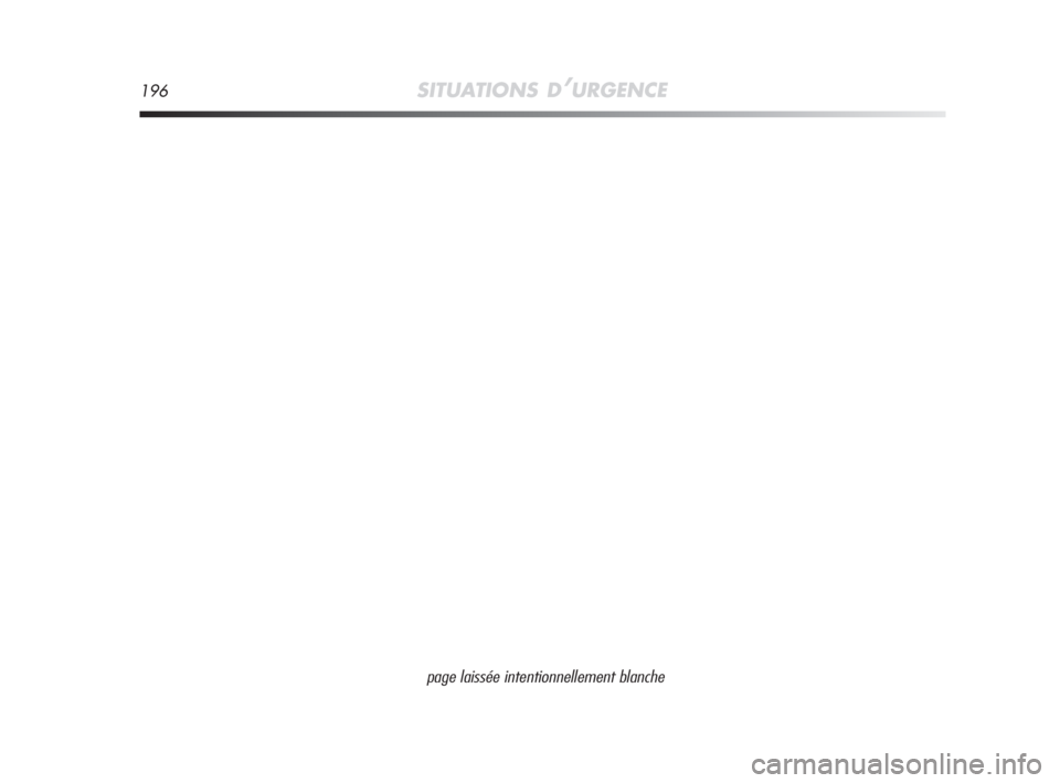 Alfa Romeo MiTo 2008  Notice dentretien (in French) 196SITUATIONS D’URGENCE
page laissée intentionnellement blanche
159-196 Alfa MiTo FR  11-06-2008  13:29  Pagina 196 