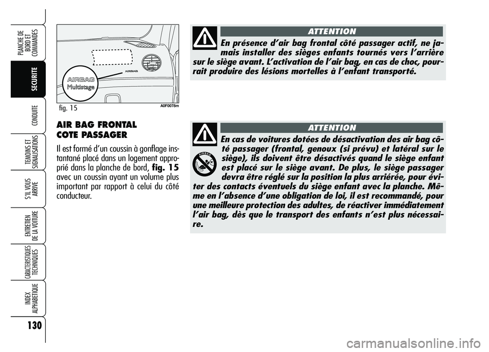 Alfa Romeo Brera/Spider 2007 Notice dentretien (in French) 130
SECURITE TEMOINS ET
SIGNALISATIONS
S’IL VOUS
ARRIVE
ENTRETIEN
DE LA VOITURE
CARACTERISTIQUESTECHNIQUES
INDEX
ALPHABETIQUE
PLANCHE DE
BORD ET
COMMANDES
CONDUITE
En cas de voitures dotées de Alfa Romeo Brera/Spider 2007 Notice dentretien (in French) 130
SECURITE TEMOINS ET
SIGNALISATIONS
S’IL VOUS
ARRIVE
ENTRETIEN
DE LA VOITURE
CARACTERISTIQUESTECHNIQUES
INDEX
ALPHABETIQUE
PLANCHE DE
BORD ET
COMMANDES
CONDUITE
En cas de voitures dotées de