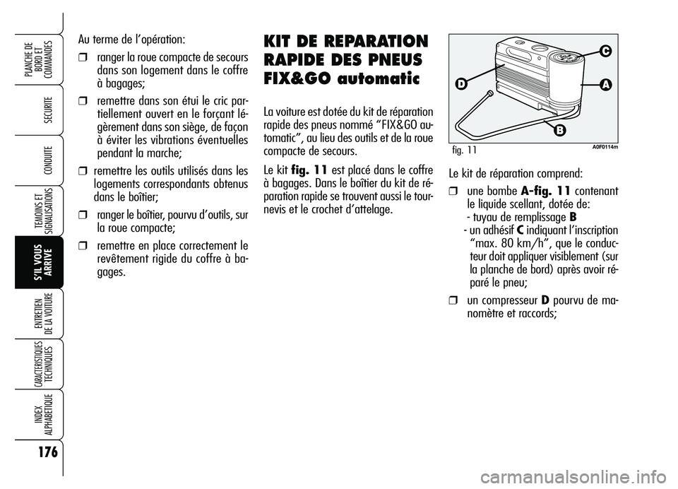 Alfa Romeo Brera/Spider 2007 Notice dentretien (in French) 176
SECURITE
TEMOINS ET
SIGNALISATIONS
S’IL VOUS
ARRIVE ENTRETIEN
DE LA VOITURE
CARACTERISTIQUES TECHNIQUES
INDEX
ALPHABETIQUE
PLANCHE DE
BORD ET
COMMANDES
CONDUITE
Au terme de l’opération:
Alfa Romeo Brera/Spider 2007 Notice dentretien (in French) 176
SECURITE
TEMOINS ET
SIGNALISATIONS
S’IL VOUS
ARRIVE ENTRETIEN
DE LA VOITURE
CARACTERISTIQUES TECHNIQUES
INDEX
ALPHABETIQUE
PLANCHE DE
BORD ET
COMMANDES
CONDUITE
Au terme de l’opération: