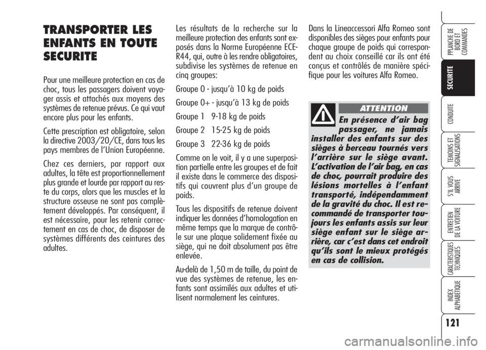 Alfa Romeo Brera/Spider 2008 Notice dentretien (in French) 121
SECURITE
TEMOINS ET
SIGNALISATIONS
S’IL VOUS
ARRIVE
ENTRETIEN
DE LA VOITURE
CARACTERISTIQUES
TECH
NIQUES
INDEX
ALPHABETIQUE
PPLANCHE DE
BORD ET
COMMANDES
CONDUITE
Les résultats de la recherch Alfa Romeo Brera/Spider 2008 Notice dentretien (in French) 121
SECURITE
TEMOINS ET
SIGNALISATIONS
S’IL VOUS
ARRIVE
ENTRETIEN
DE LA VOITURE
CARACTERISTIQUES
TECH
NIQUES
INDEX
ALPHABETIQUE
PPLANCHE DE
BORD ET
COMMANDES
CONDUITE
Les résultats de la recherch