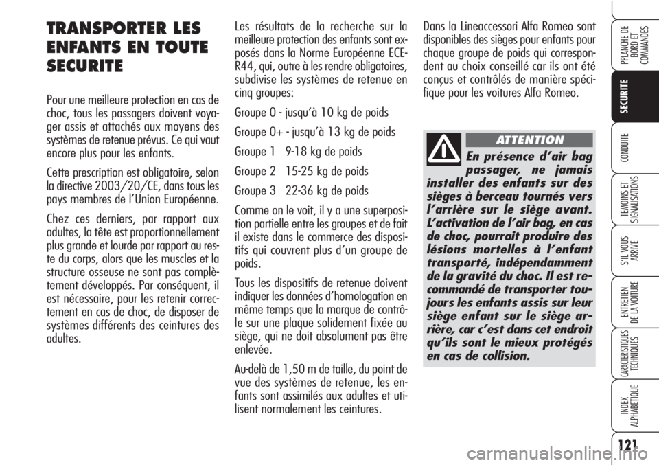 Alfa Romeo Brera/Spider 2010 Notice dentretien (in French) 121
SECURITE
TEMOINS ET
SIGNALISATIONS
S’IL VOUS
ARRIVE
ENTRETIEN
DE LA VOITURE
CARACTERISTIQUES
TECH
NIQUES
INDEX
ALPHABETIQUE
PPLANCHE DE
BORD ET
COMMANDES
CONDUITE
Les résultats de la recherch Alfa Romeo Brera/Spider 2010 Notice dentretien (in French) 121
SECURITE
TEMOINS ET
SIGNALISATIONS
S’IL VOUS
ARRIVE
ENTRETIEN
DE LA VOITURE
CARACTERISTIQUES
TECH
NIQUES
INDEX
ALPHABETIQUE
PPLANCHE DE
BORD ET
COMMANDES
CONDUITE
Les résultats de la recherch