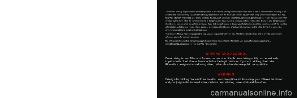 ALFA ROMEO STELVIO 2021  Owners Manual This Owner’s Manual illustrates and describes the operation of features and equipme\
nt that are either standard or optional on this vehicle. This manual 
may also include a description of features 