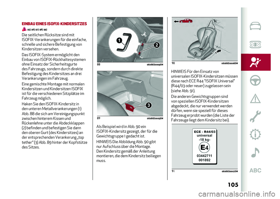 Alfa Romeo Giulia 2020  Betriebsanleitung (in German) ����
������ ����� ������=�!������
������
�F�E�A �F�>�A �F�G�A �F�?�A �F�F�A
���	 �
�	�����&��	� ��#�&��
����	 �
��� ���
�
��6� �
�I�A��	�����	�
