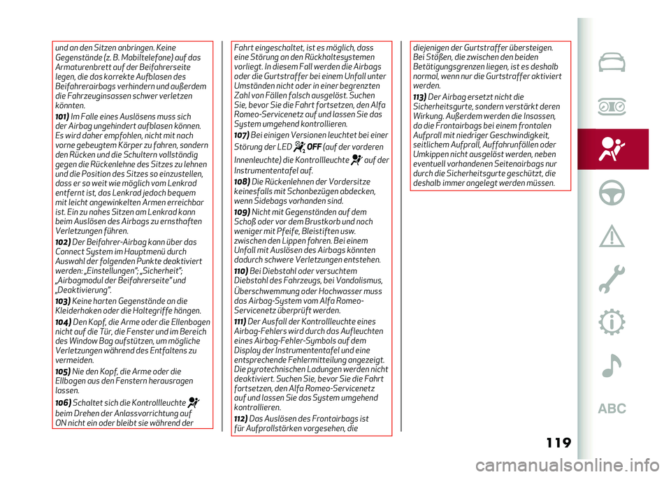 Alfa Romeo Giulia 2020  Betriebsanleitung (in German) �����
� ��
 ���
 ���� ��
 ��
����
���
� �*���
�
�1����
����
�� �-� � �� �.����
���
����
��0 ��� ���
�%��������
����� ��� ��� �����